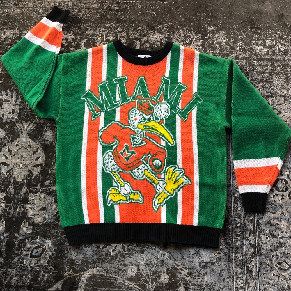 Retro Miami Hurricanes Riddell Ugly Sweater
